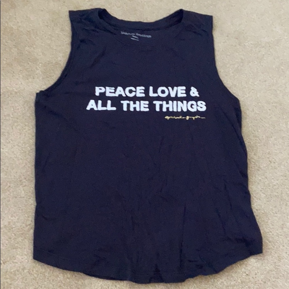 Spiritual gangster navy tank top
